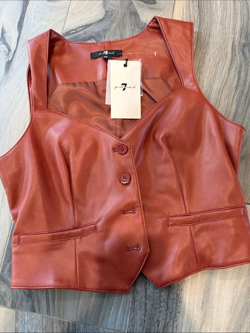 7 for all mankind Faux Leather Button Vest